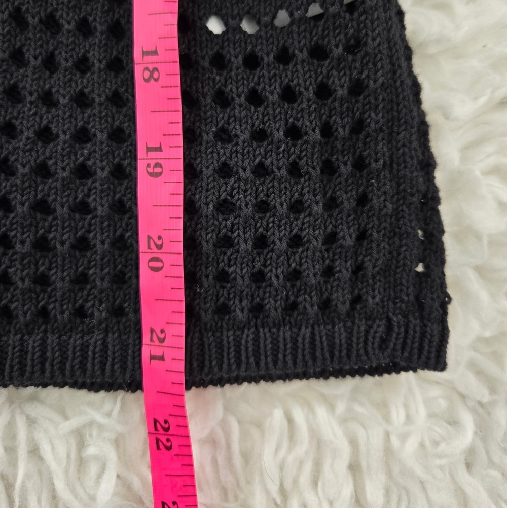 Madewell 100% Cotton Open-Stitch Polo Cardigan Sweater in Black. Size Large. - Picture 9 of 11